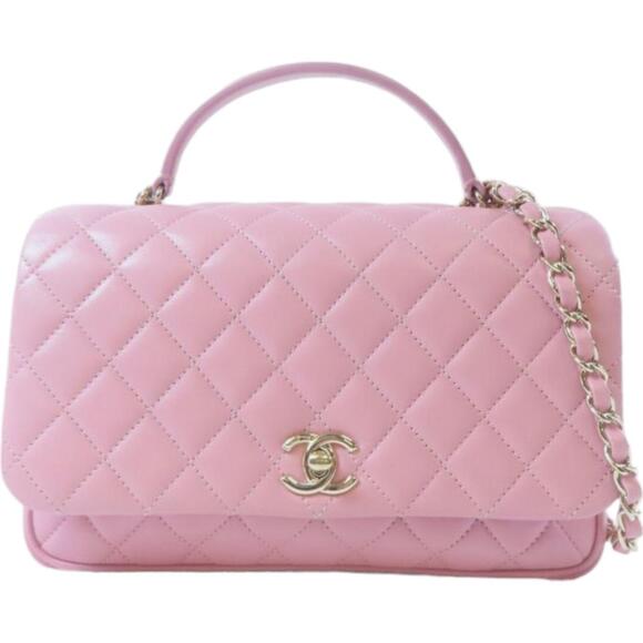 💎✨BEAUTIFUL✨💎 Authentic CHANEL Quilted CC Chain Flap Bag 2 Way Pink - Picture 1 of 5